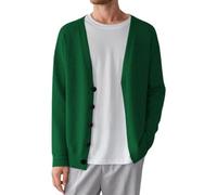 Generisch Cardigans pour homme, col en V, fermeture à bouton, manteau en tricot de couleur pure, pull en tricot confortable, doux, coupe décontractée, pull en tricot torsadé chaud, GN1., L