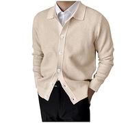 Generisch Cardigans pour hommes - Cardigan léger à manches longues - Élégant et décontracté - Manteau classique en tricot avec boutons - Pull d'hiver - Automne - Hiver - Pull col côtelé - Cardigan