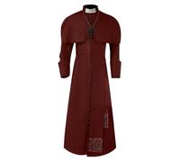 Generisch Cardinal, Ecclésiastique, Costume d'Église Vêtements Médiévaux Église Catholique Robe du Clergé Prêtre Thobe Renaissance Cosplay Costumes Col Montant Carnaval Costumes de Déguisement, Brique
