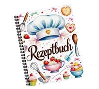 Generisch Carnet de recettes - Carnet de cuisine - Journal - Accessoire de cuisine pour la pâtisserie végétarienne - Manger - Dessert - Vacances - Camping