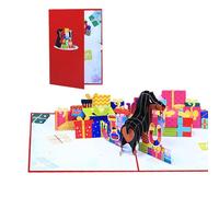 Generisch Carte d'anniversaire 3D heureuse - Motif teckel mignon - Carte pop-up pour la Saint-Valentin - Carte amusante et multifonctionnelle pour petit ami, mari ou fiancé
