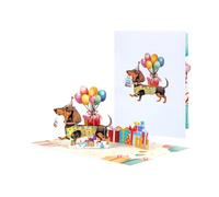Generisch Carte d'anniversaire 3D - Motif chien - Jolie note de vœux pour petit-fils, tante, mère, fille, lui, petite amie, petit ami, grand-père, elle