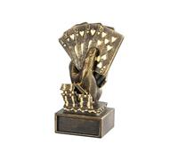 Generisch Cartes de poker dans la main Statue - Trophée de cartes à jouer en or de 10,9 cm | Flush royal personnalisé, moderne, trophées sur base Deluxe Base a un style unique