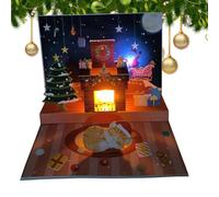 Generisch Cartes de vœux de Noël - Cartes musicales amusantes, carte pop-up - Carte postale 3D Holiday avec lumière de projection du Père Noël pour les fêtes festives - Utilisation de jouets de