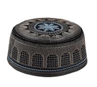Generisch Casquette avec cache-oreilles pour femme musulmane en coton brodé Bonnet plat pour homme Bonnet bébé, Noir , L