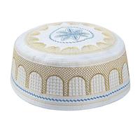 Generisch Casquette avec cache-oreilles pour femme musulmane en coton brodé Bonnet plat pour homme Bonnet bébé, or, L