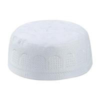 Generisch Casquette avec cache-oreilles pour femme musulmane en coton brodé Bonnet plat pour homme Bonnet bébé, Blanc., XL