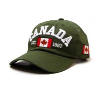 Generisch Casquette de baseball Canada avec drapeau brodé feuille d'érable, Vert armée., taille unique