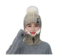 Generisch Casquette de baseball Chapeau de soleil Chapeau de cowboy Chapeau Western Flocage Bonnet Écharpe en tricot de la hanche pour femmes Ajoutez des casquettes de baseball d'hiver chaudes, beige