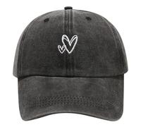 Generisch Casquette de baseball pour femme avec motif cœur brodé - Casquette réglable en coton - Pour le sport, l'été, l'extérieur - Pour les voyages, les festivals, la protection solaire, c-noir