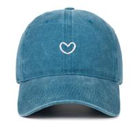 Generisch Casquette de baseball pour femme avec motif cœur brodé - Casquette réglable en coton - Pour le sport, l'été, l'extérieur - Pour les voyages, les festivals, la protection solaire, Bleu ciel