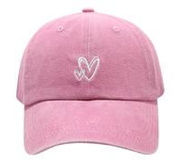 Generisch Casquette de baseball pour femme avec motif cœur brodé - Casquette réglable en coton - Pour le sport, l'été, l'extérieur - Pour les voyages, les festivals, la protection solaire, C-rose