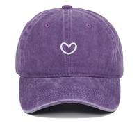 Generisch Casquette de baseball pour femme avec motif cœur brodé - Casquette réglable en coton - Pour le sport, l'été, l'extérieur - Pour les voyages, les festivals, la protection solaire, E-violet