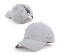Generisch Casquette de queue de cheval pour femme, design croisé Criss Cross, respirant, à séchage rapide, pour haute tresse et tresse, casquette de course, Gris 03, taille unique
