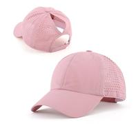 Generisch Casquette de queue de cheval pour femme, design croisé Criss Cross, respirant, à séchage rapide, pour haute tresse et tresse, casquette de course, Rose, taille unique