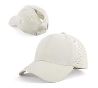 Generisch Casquette de queue de cheval pour femme, design croisé Criss Cross, respirant, à séchage rapide, pour haute tresse et tresse, casquette de course, beige, taille unique