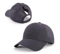 Generisch Casquette de queue de cheval pour femme, design croisé Criss Cross, respirant, à séchage rapide, pour haute tresse et tresse, casquette de course, Gris -02, taille unique