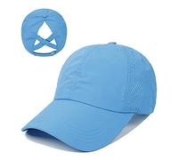 Generisch Casquette de queue de cheval pour femme, design croisé Criss Cross, respirant, à séchage rapide, pour haute tresse et tresse, casquette de course, bleu, taille unique