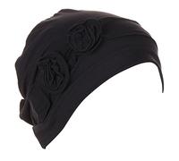 Generisch Casquette de Tête de Fleur Ethnique Bohème Fleur Couverture Cheveux Emballage Turban Chapeaux Turban Casquette Plissée Chapeau Vélo Décoration Garçon, Noir , taille unique
