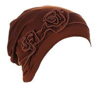 Generisch Casquette de Tête de Fleur Ethnique Bohème Fleur Couverture Cheveux Emballage Turban Chapeaux Turban Casquette Plissée Chapeau Vélo Décoration Garçon, café, taille unique