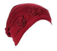 Generisch Casquette de Tête de Fleur Ethnique Bohème Fleur Couverture Cheveux Emballage Turban Chapeaux Turban Casquette Plissée Chapeau Vélo Décoration Garçon, Bordeaux, taille unique