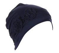 Generisch Casquette de Tête de Fleur Ethnique Bohème Fleur Couverture Cheveux Emballage Turban Chapeaux Turban Casquette Plissée Chapeau Vélo Décoration Garçon, Marine, taille unique