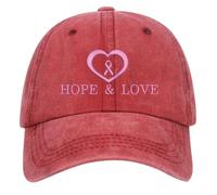 Generisch Casquette La pour femme - Casquette de sensibilisation au cancer du sein brodée réglable - Cadeau pour femme - Casquette de baseball vintage, rouge, taille unique