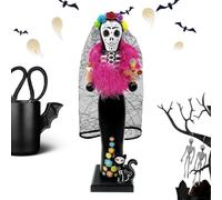Generisch Casse-noisette décoratif en bois - Décoration de table | Jour des morts Casse-noisette en bois Figurine de bureau pour Halloween, vacances, cheminée, table, centre de table