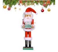 Generisch Casse-noisette Décoration de Noël | 38 cm Père Noël en bois | Figurine festive de collection avec calendrier de l'Avent - Pour cheminée, fête d'anniversaire, table, étagères, Thanksgiving