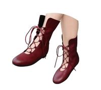 Generisch Catégorie de produit : bottes mi-mollet pour femme | Titre du produit : bottes avec sangles pour spectacles de danse sur scène, bottes polyvalentes pour la vie quotidienne, les loisirs, les