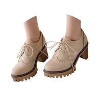 Generisch Catégorie de produit - Modèles de chaussures avec talon - Chaussures à lacets confortables et respirantes pour un usage quotidien - Talon moyen élégant et confortable, beige, 39 EU