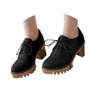 Generisch Catégorie de produit - Modèles de chaussures avec talon - Chaussures à lacets confortables et respirantes pour un usage quotidien - Talon moyen élégant et confortable, Noir , 35 EU