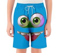 Generisch Catégorie de produit : short décontracté avec impression graphique, taille élastique, poches pratiques, polyvalent, pour le quotidien, les loisirs, l'école, bleu ciel, 9-10 ans