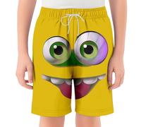 Generisch Catégorie de produit : short décontracté avec impression graphique, taille élastique, poches pratiques, polyvalent, pour le quotidien, les loisirs, l'école, jaune, 9-10 ans