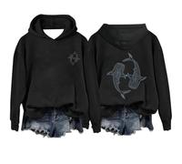 Generisch Catégorie de produit : sweats à capuche pour femme - Pull avec logo imprimé - Style décontracté - Convient pour le bureau, les loisirs, les vacances - Confort hivernal, Noir , 3XL