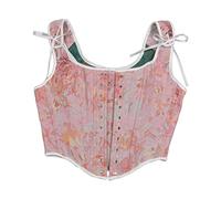 Generisch Ceinture abdominale minceur taille peinture à l'huile corset top pour femme shapewear bustier laçage taille entraineur de taille imprimé floral été sauvage body, Rose, S