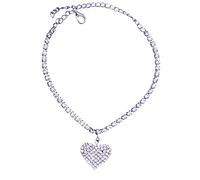 Generisch Chaîne à vis à anneau avec filetage en bois - Chaîne de plage pour femme - Cœur réglable - Bracelet de cheville - Collier jumeaux (argent, taille unique)