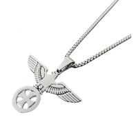 Generisch Chaîne avec pendentif en forme d'aigle impérial avec croix de fer, collier argenté pour homme et femme, agréable à porter