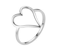 Generisch Chaîne Bagues Bague Femme Simple Bague Ne Perd Pas La Couleur Coupe Bague En Forme De Coeur 2 Anneaux Dentition (Argent, 8)
