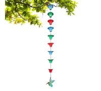 Generisch Chaîne de pluie de 119 cm, rallonge anti-rouille | Avec 8 gobelets, motif colibri, chaînes pour jardin, extérieur, pavillon, terrasse, toit, auvent, tuyau de descente