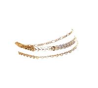 Generisch Chaîne délicate à 3 couches pour femme - Perles superposées - Bracelet de cheville - Bijoux d'été - Bracelet en cuivre pour, alliage, No Gemstone