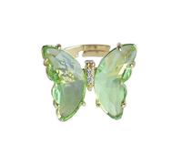 Generisch Chaînes Bagues Couleur Bague Transparente Papillon Bague Cristal pour Femmes Filles Plaqué Or Mignon Doigts Bagues Réglables Esthétique Couple Anneaux Bois, taille unique, plastique, Pas de
