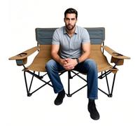 Generisch Chaise longue de camping pour 2 personnes adultes | Chaise de camping double robuste pour les activités de plein air, siège inclinable pliable stable et portable pour le camping, la piscine