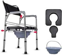 Generisch Chaise percée pliable pour personnes âgées, acier au carbone étanche, siège antidérapant, solution de toilette de chevet portable, facile à utiliser