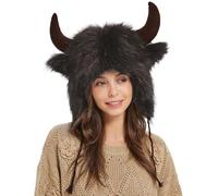 Generisch Chapeau bison - Cache-oreilles d'hiver en peluche chaude avec | Cache-oreilles moelleux pour Halloween, cadeau pour homme et femme pour cosplay, festival, fête à thème