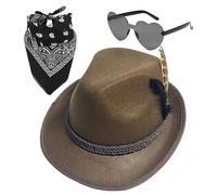 Generisch Chapeau, chapeau de fête de la bière, 1 ensemble Fedora Oktoberfest avec foulard, lunettes, accessoire de costume pour adultes, chapeau bavarois allemand pour adultes