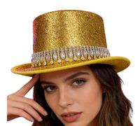 Generisch Chapeau cylindrique pour femme - Unisexe - Avec strass scintillants - Chapeaux brillants - Pour les spectacles de magie, les fêtes, le carnaval, les bals masqués
