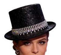 Generisch Chapeau cylindrique pour homme - Unisexe - Avec strass - Chapeau de sorcier - Pour les spectacles de magie, les fêtes, le carnaval, les bals masqués, les spectacles