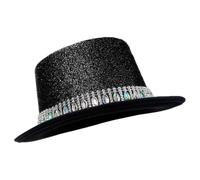 Generisch Chapeau cylindrique unisexe brillant et décoré de strass pour homme et femme - Chapeaux de costume - Pour les spectacles de magie, les fêtes, le carnaval, les bals masqués