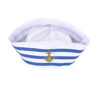 Generisch Chapeau de capitaine bleu marine | Chapeau de voile blanc pour adultes, femmes ou | Style réglable pour costumes, fête, yacht, thèmes marins séances photo